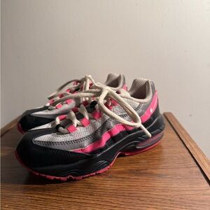 Girls Pink and Black Nike Air Max Sneakers Size 12